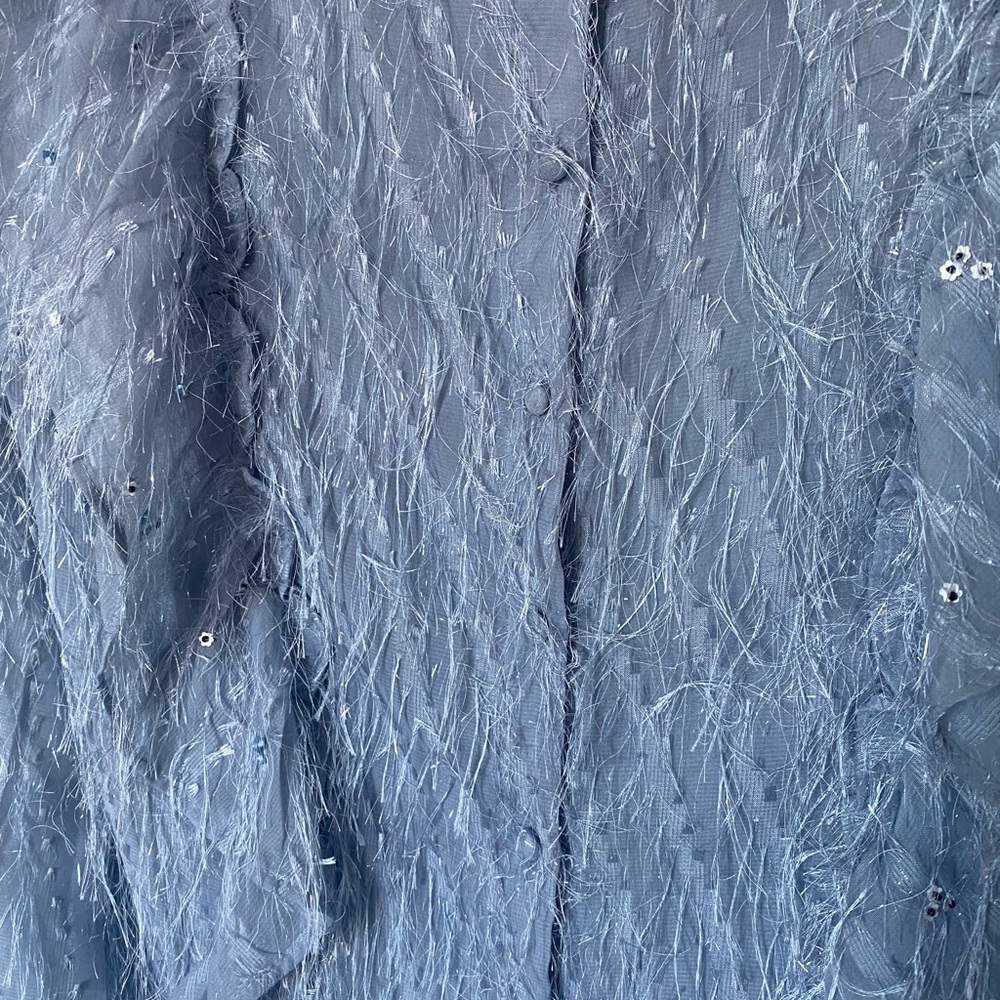 Blue textured blouse with button back detailing - Picture 6 of 7
